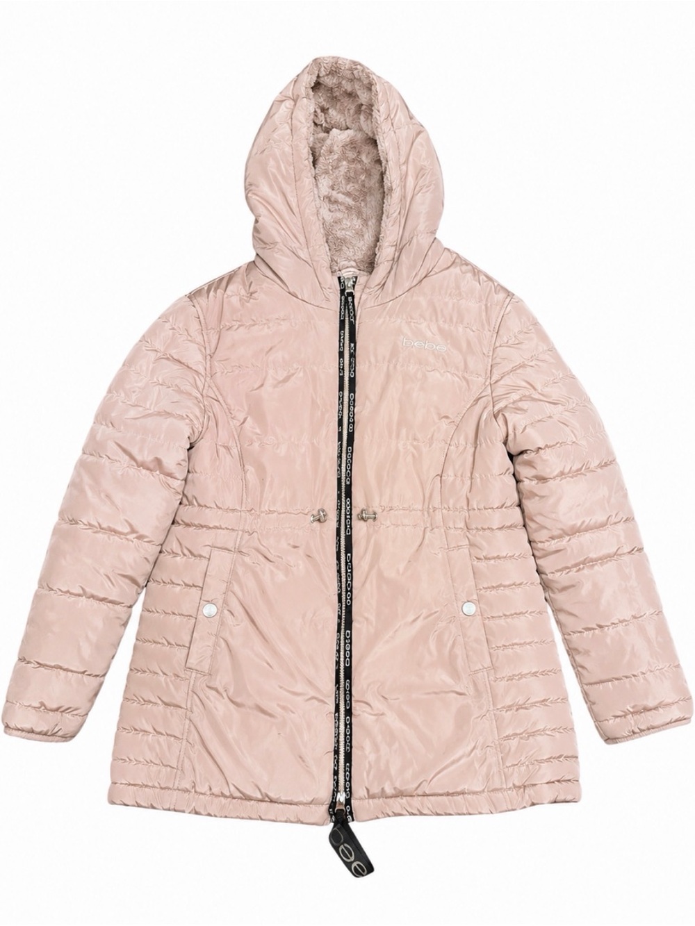 bebe Blush Pink Quilted Hooded Puffer Jacket